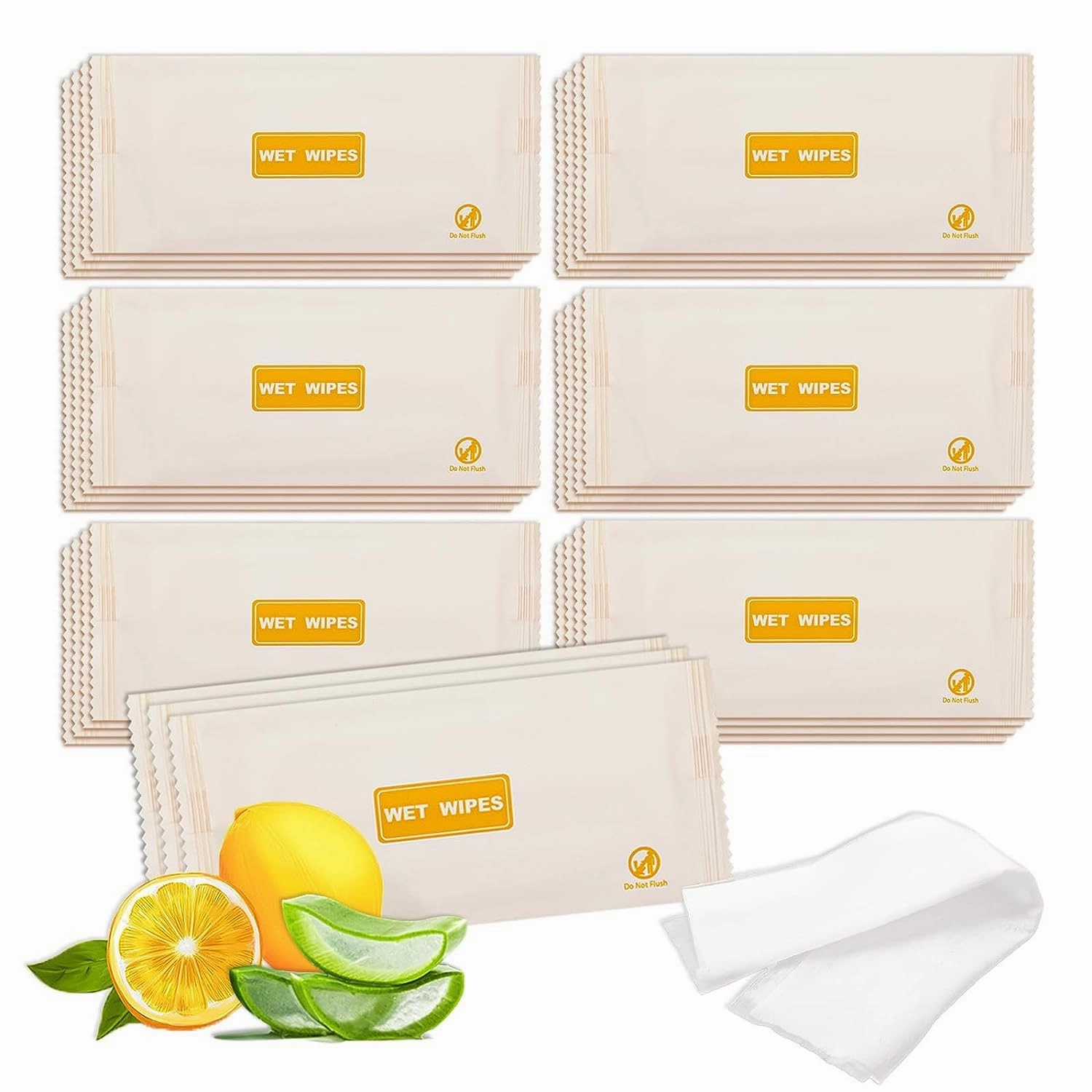 500 Pack Wet Wipes Individually Wrapped, Individual Hand Wipes, Lemon Individual Hand Wipes, Clean Hands Quickly, Wet Wipes Bulk for Homeless, Suitable for Wedding, BBQ,Travel,Restaurant