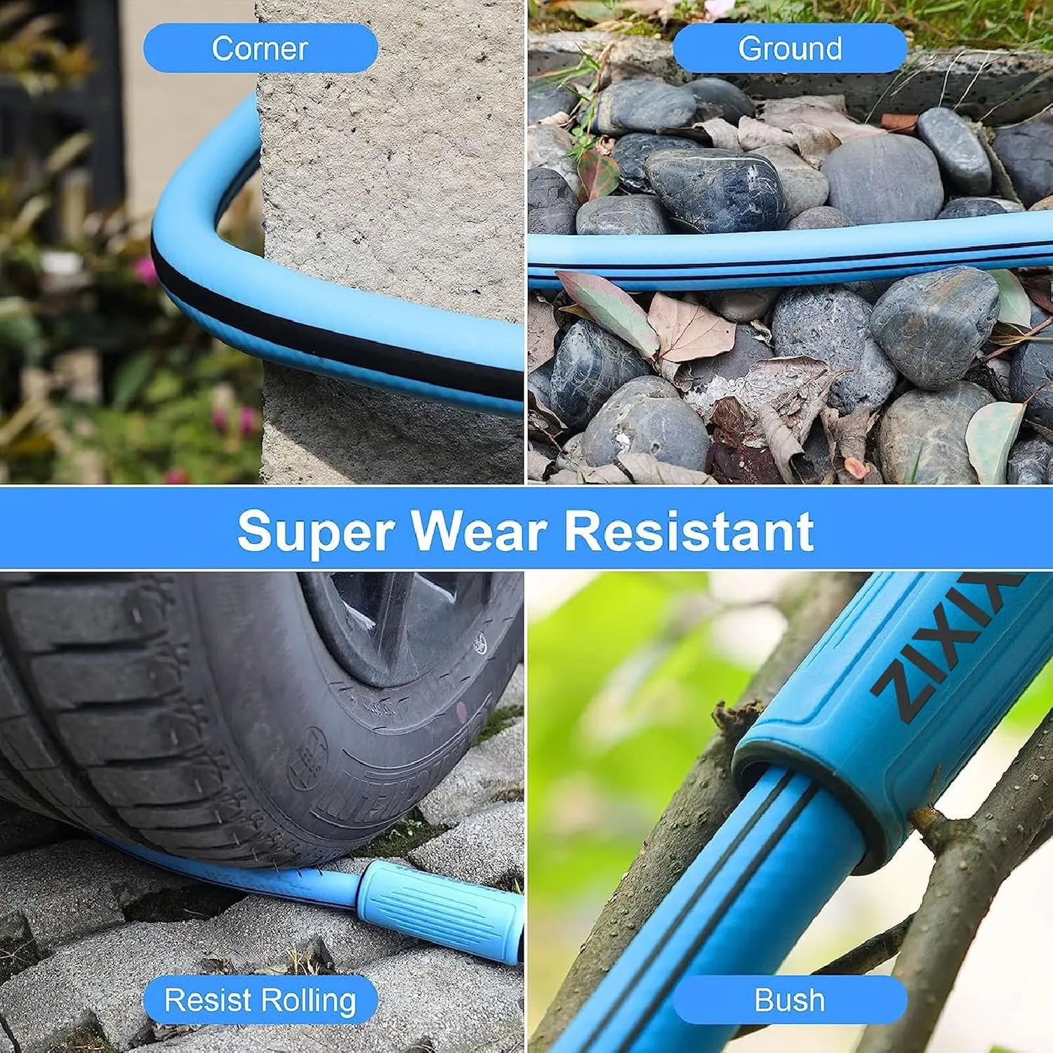 50FT Heavy-Duty Garden Hose with Solid Brass Connectors, 5/8 Inch Flexible Hybrid Rubber, All-Weather Lightweight & Kink-Resistant Water Hose