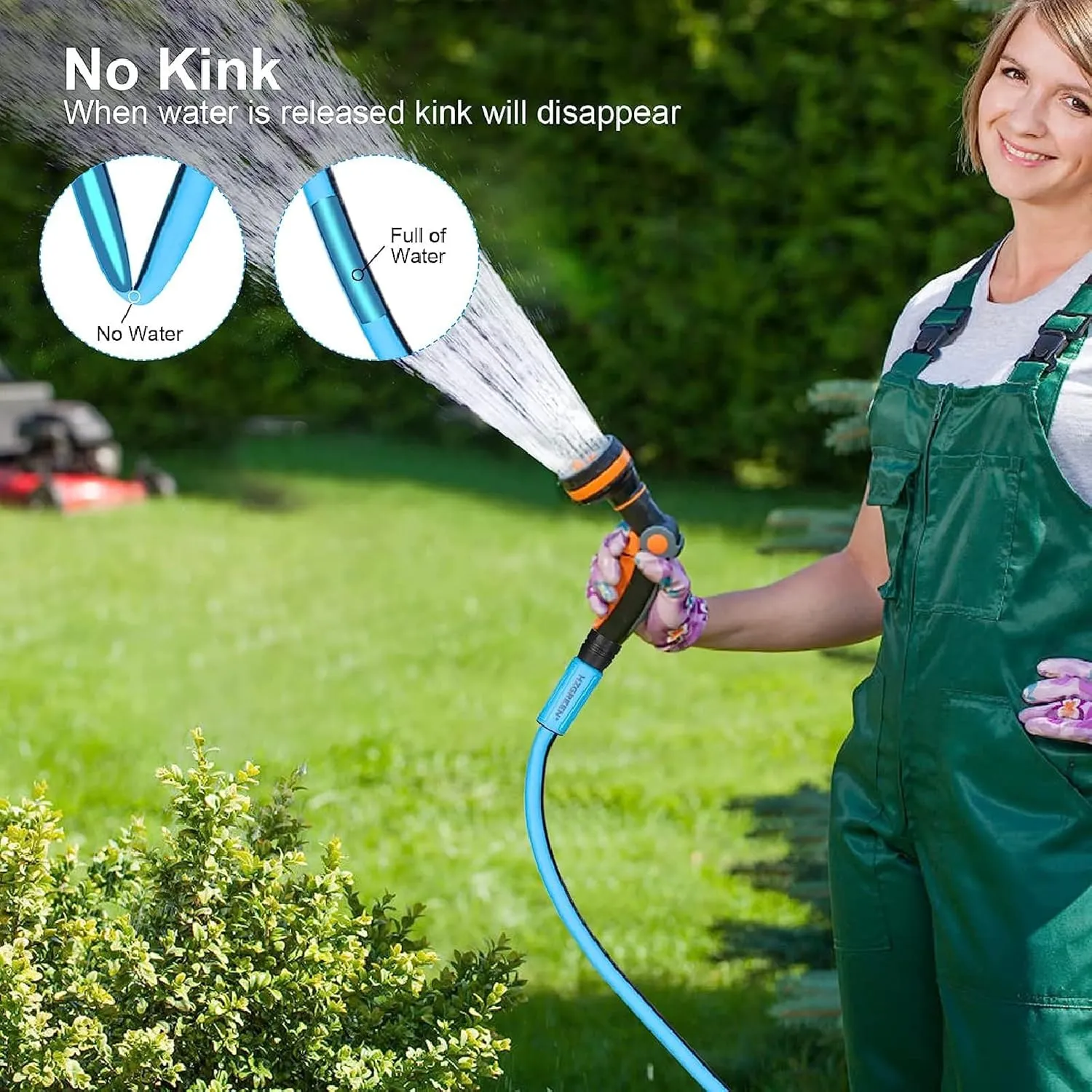 50FT Heavy-Duty Garden Hose with Solid Brass Connectors, 5/8 Inch Flexible Hybrid Rubber, All-Weather Lightweight & Kink-Resistant Water Hose