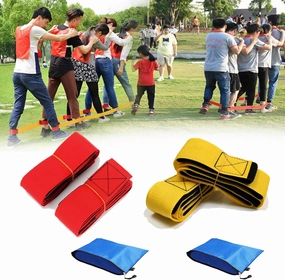 5 Legged Race Bands, Field Day Games for Adults and Kids, Giant Games for Yard, Lawn, Camping, Beach (Red Yellow)
