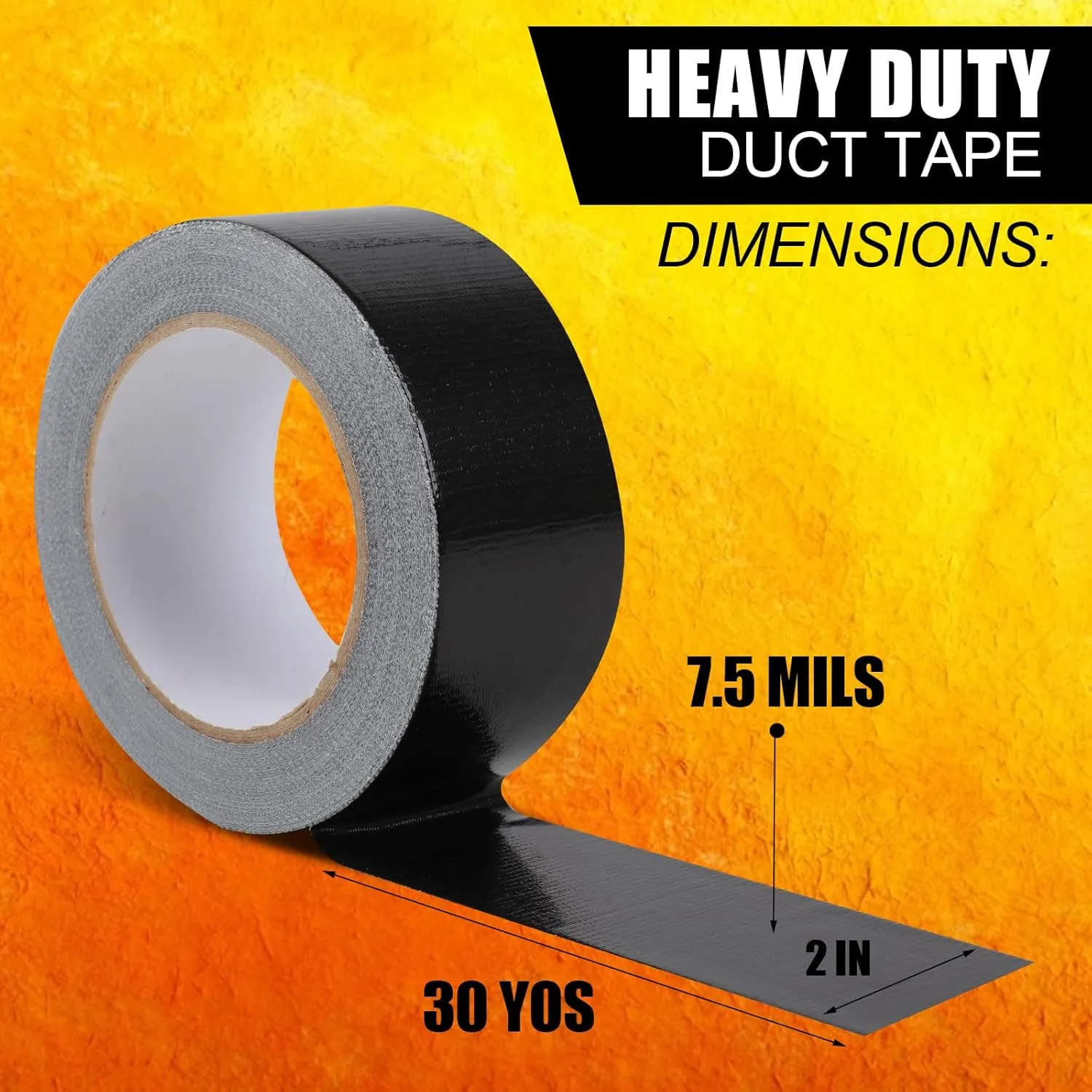 5Pack Duct Tape Heavy Duty, 2 inches x 30 Yards Strong, Flexible, No Residue, All-Weather and Tear by Hand-Bulk Value for Repairs,Industrial, Professional Use(Black)