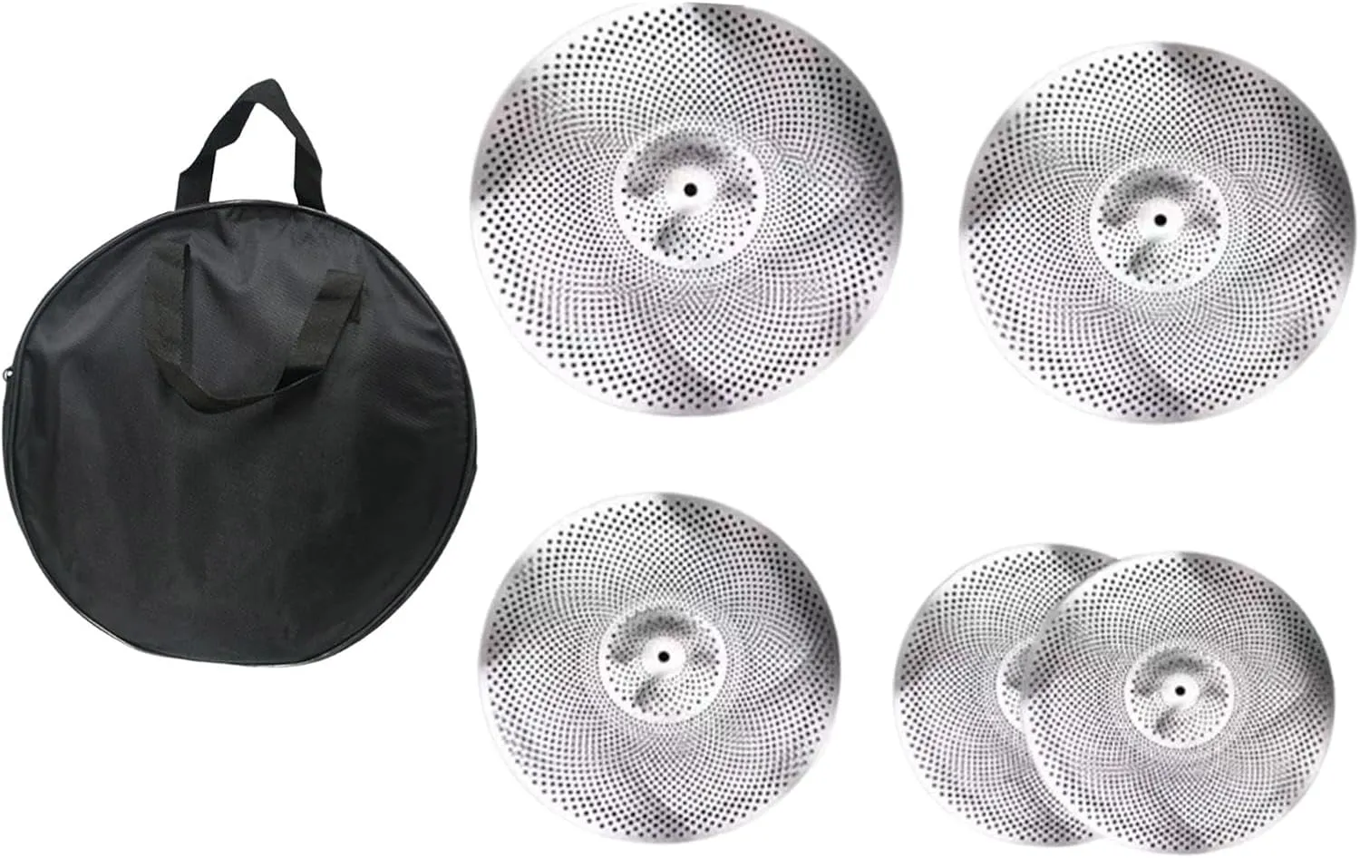 5Pcs Low Volume Cymbals Pack 14/16/18/20 inch with Storage Bag Mute Cymbals Drummer Practice