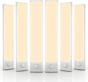 6 Pack Under Cabinet Lights Wireless, 40 LED Motion Sensor Light Indoor Rechargeable Magnetic Closet Lights Battery Operated, Under Counter Lights for Kitchen, Wardrobe, Stairs, Warm Light