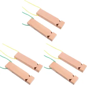 6 Pcs Wooden Train Whistle Toys, Musical Instrument for Kids, Party Favors, Beige, 5.31 * 1.37 * 2.36 Inch, 2 Pcs Per Pack