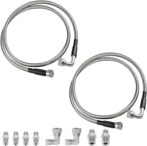 6AN 52" SS Flexible Braided Transmission Cooler Line Hoses Fittings Compatible with Chevy Ford Mopar GM GMC Buick Cadillac Cars and Trucks Replace TH350 700R4 TH400 - 6 Adapters
