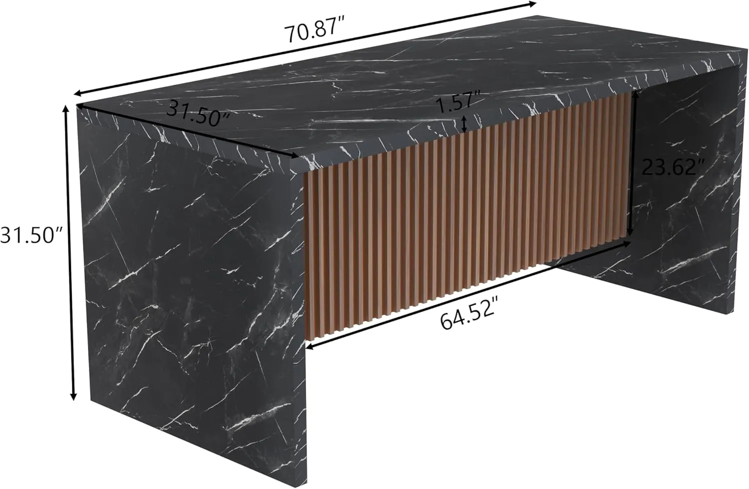 71" Large Imitation Marble Dining Table for 4-6 People, Island Table with LED Lights, Mordern Marble Stripes Kitchen Dining Table with Grille design for Dining Room, Home, Living Room (black)