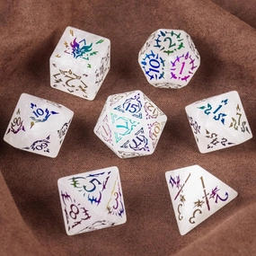 7Pcs,D&D Dungeons and Dragons Dice, Pretty Electroplated White Crystal DND Polyhedral Dice Set for Table Games, TRPG, Role Playing Dice Games, Creative Gifts