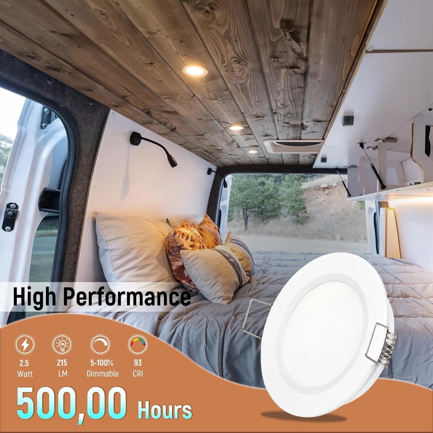 8 Pack 12 Volt LED Puck Light 2.75” RV Recessed Mount Ceiling Light for Camper Van Truck Boat Interior Ceiling Kitchen Cabinet Lighting CRI 93 (Pearly White/Warm White)
