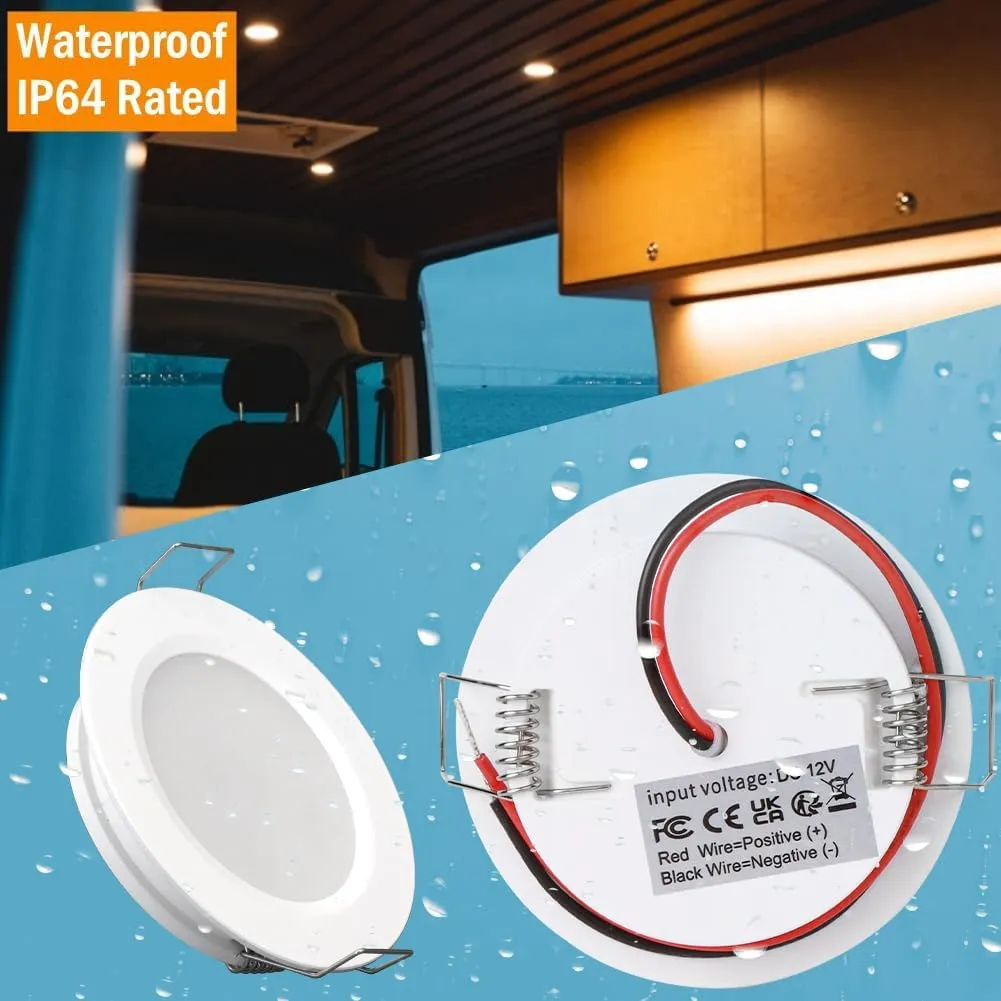 8 Pack 12 Volt LED Puck Light 2.75” RV Recessed Mount Ceiling Light for Camper Van Truck Boat Interior Ceiling Kitchen Cabinet Lighting CRI 93 (Pearly White/Warm White)