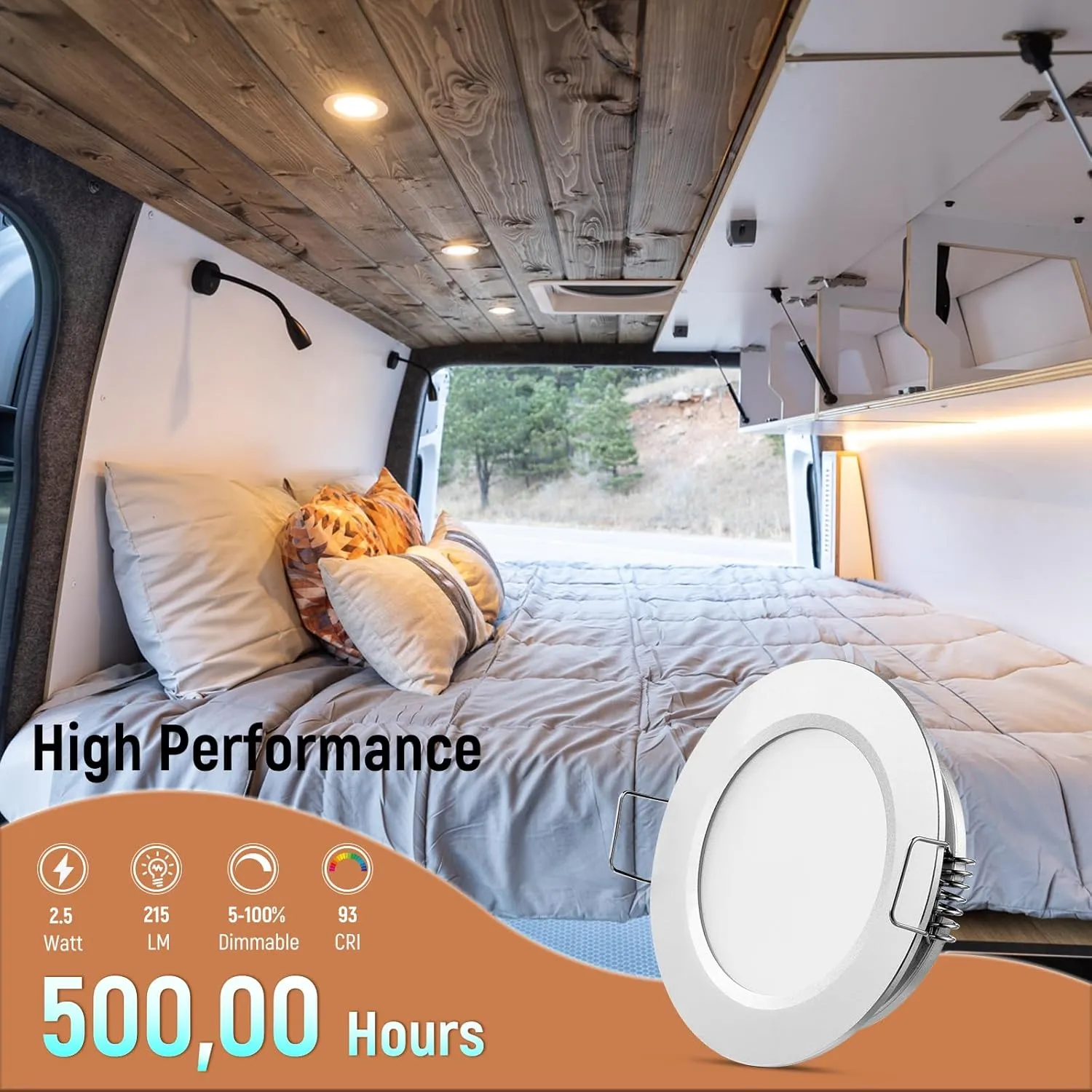 8 Pack 12 Volt LED Puck Light RV Recessed Mount Ceiling Light 2.75” 12V Down Light for Camper Van Truck Boat Interior Ceiling Kitchen Cabinet Lighting CRI 93 (Silver/Cool White)
