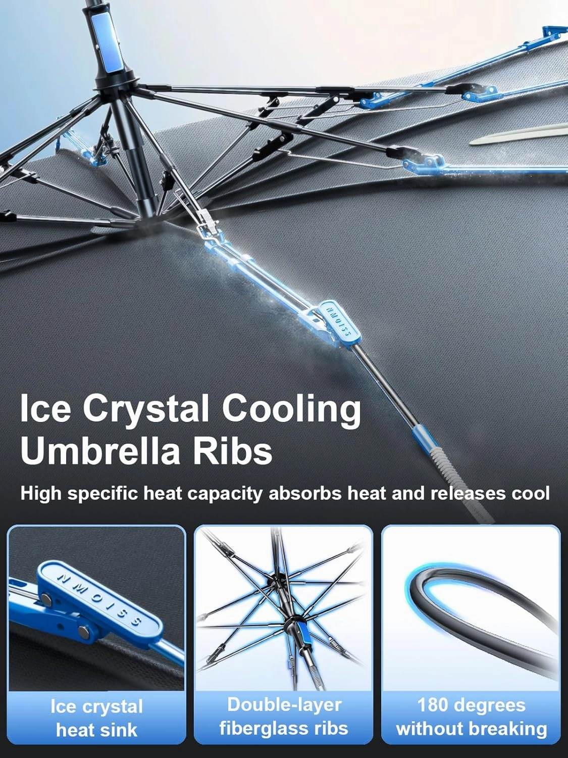 [2025 Upgraded] Nmoiss Windshield Sun Shade Umbrella [Ice Rib High Speed ​​Cooling] 99% UV Blocking Protects Car from Sun and Heat Damage, Keeps Cool and Protects Interior Medium (56" L x 31" W)