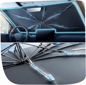 [2025 Upgraded] Nmoiss Windshield Sun Shade Umbrella [Ice Rib High Speed ​​Cooling] 99% UV Blocking Protects Car from Sun and Heat Damage, Keeps Cool and Protects Interior Medium (56" L x 31" W)
