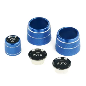 AC Air Conditioning Climate Control Button & Radio Volume Knob Switch Ring Covers Compatible with BMW 5 6 7 X5 X6 Series F10 F11 F18 F12 F13 F01 F02 F15 F16 with AUTO Button (Blue)