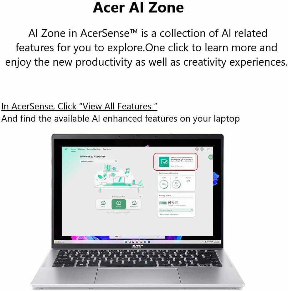 Acer Swift Go 14 Intel Evo Thin & Light Laptop | 14" OLED 2880 x 1800 90Hz Display | Unlock AI Experiences | Intel Core Ultra 5 Processor 125H | Intel ARC | 16GB LPDDR5X | 512GB SSD | SFG14-72-53BP