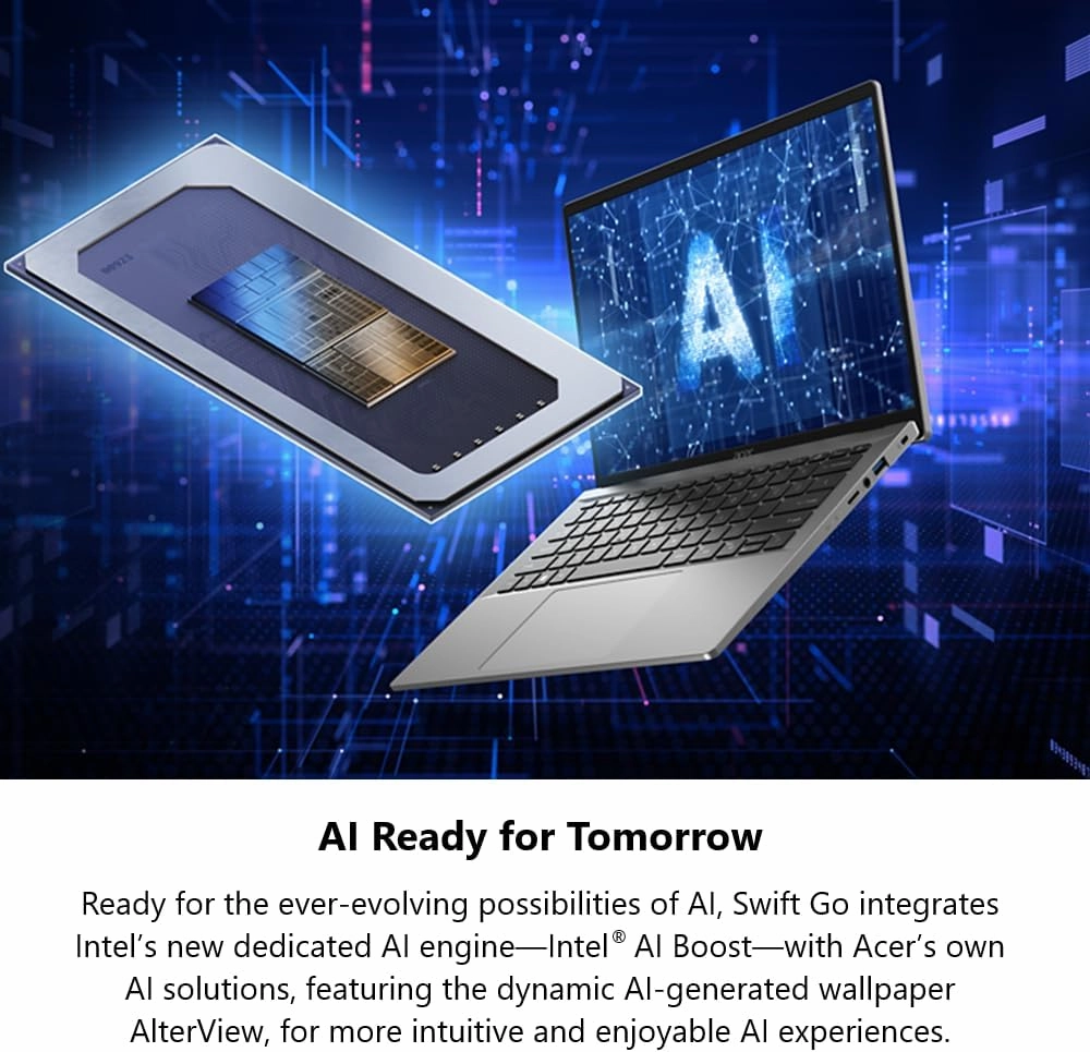 Acer Swift Go 14 Intel Evo Thin & Light Laptop | 14" OLED 2880 x 1800 90Hz Display | Unlock AI Experiences | Intel Core Ultra 5 Processor 125H | Intel ARC | 16GB LPDDR5X | 512GB SSD | SFG14-72-53BP