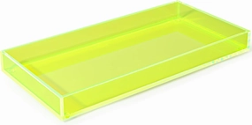 Acrylic Tray for Vanity Makeup Perfume Jewelry 12x6'' Small Decorative Tray for Bathroom Dresser Tops Candle Sink Counter, Neon Green