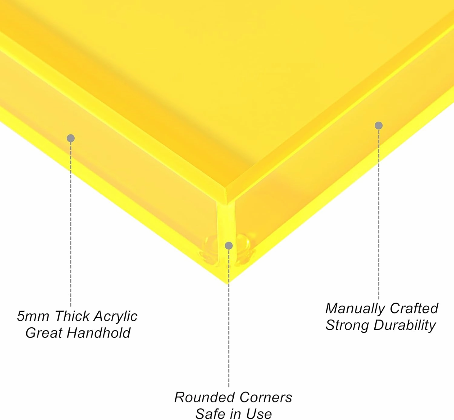 Acrylic Tray for Vanity Makeup Perfume Jewelry 12x6'' Small Decorative Tray for Bathroom Dresser Tops Candle Sink Counter, Neon Yellow