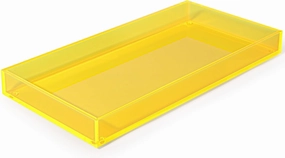 Acrylic Tray for Vanity Makeup Perfume Jewelry 12x6'' Small Decorative Tray for Bathroom Dresser Tops Candle Sink Counter, Neon Yellow