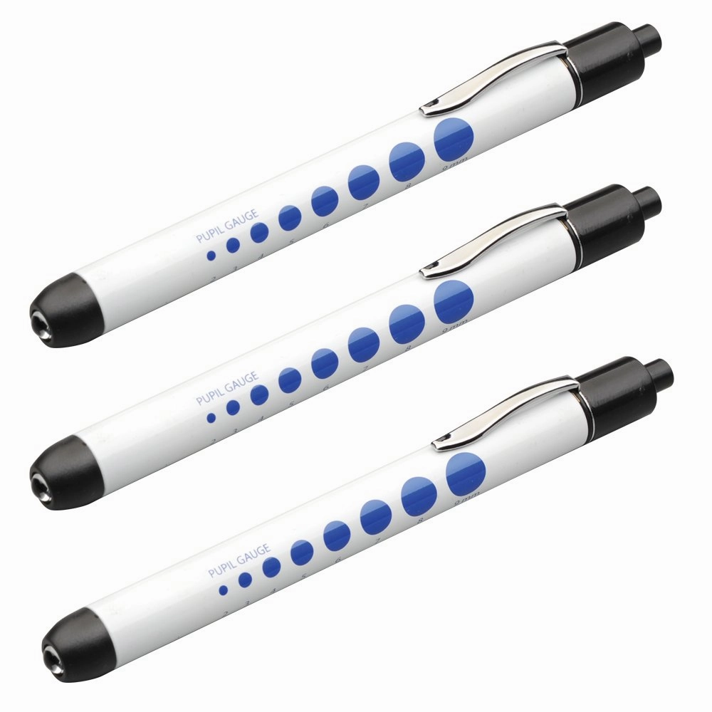 ADC 352WPQ-3 Metalite 352 Reusable Penlight in Display Pack, White with Pupil Gauge (Pack of 3)