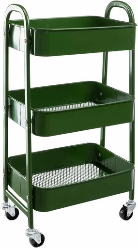 AGTEK Makeup Cart, Movable Rolling Organizer Cart, Bluish Green 3 Tier Metal Utility Cart