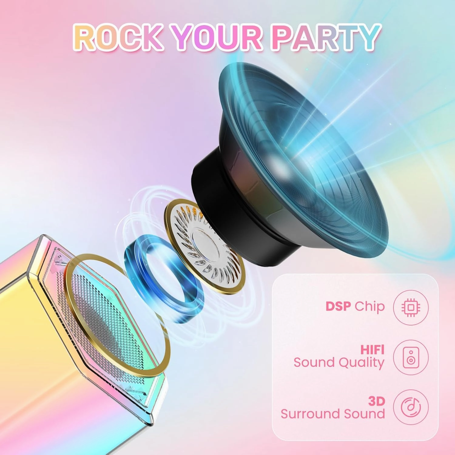 AIDELF Mini Karaoke Machine for Kids - Portable Bluetooth Karaoke Speaker with 2 Wireless Microphones and Party Lights Toy Ages 3-12 ,Birthday Gifts for Girls Boys Family Home Party