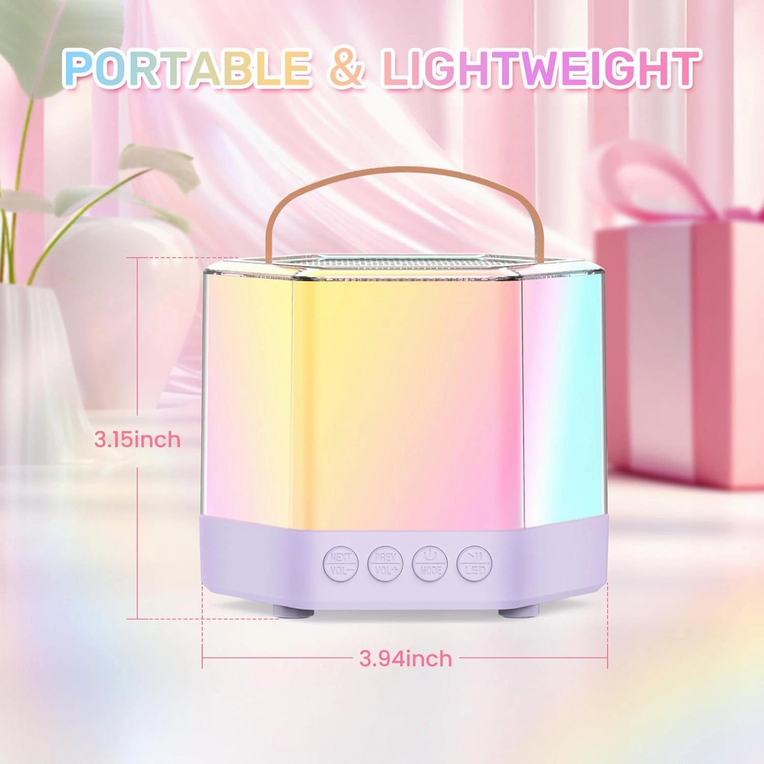 AIDELF Mini Karaoke Machine for Kids - Portable Bluetooth Karaoke Speaker with 2 Wireless Microphones and Party Lights Toy Ages 3-12 ,Birthday Gifts for Girls Boys Family Home Party