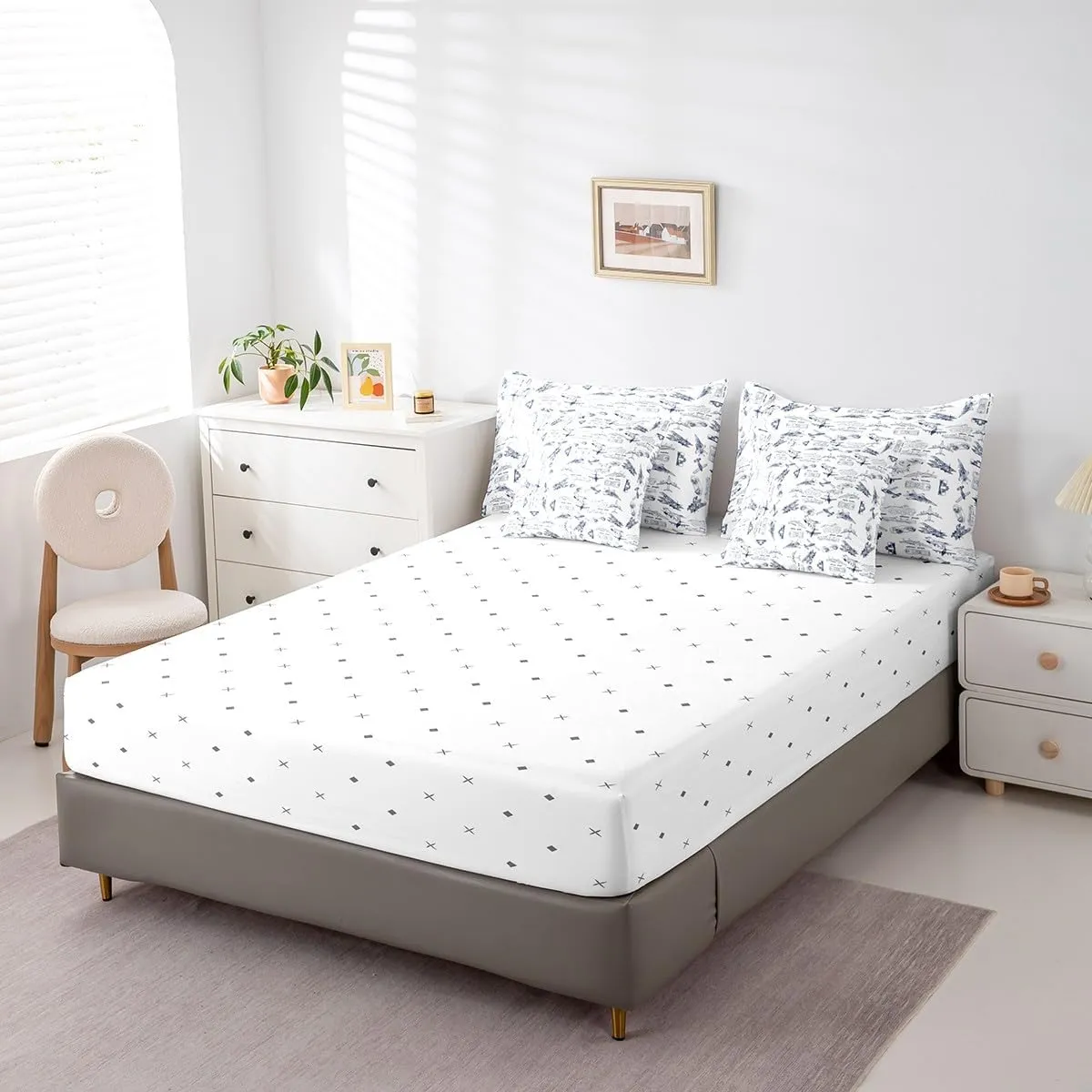 Aircraft Comforter Set With Sheets 7 piece Twin Size Kids Airplane Print Bedding Set Aircraft Flying Bed in a Bag Sketch Style Blue White Bed Set with Comforter,Sheets,Pillowcases,Cushion Covers