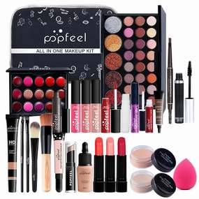 All-in-One Makeup Gift Set Travel Makeup Kit Complete Starter Makeup Bundle Lipgloss Lipstick Concealer Blushes Powder Eyeshadow Palette Cosmetic Palette for Teen Girls & Adults #5