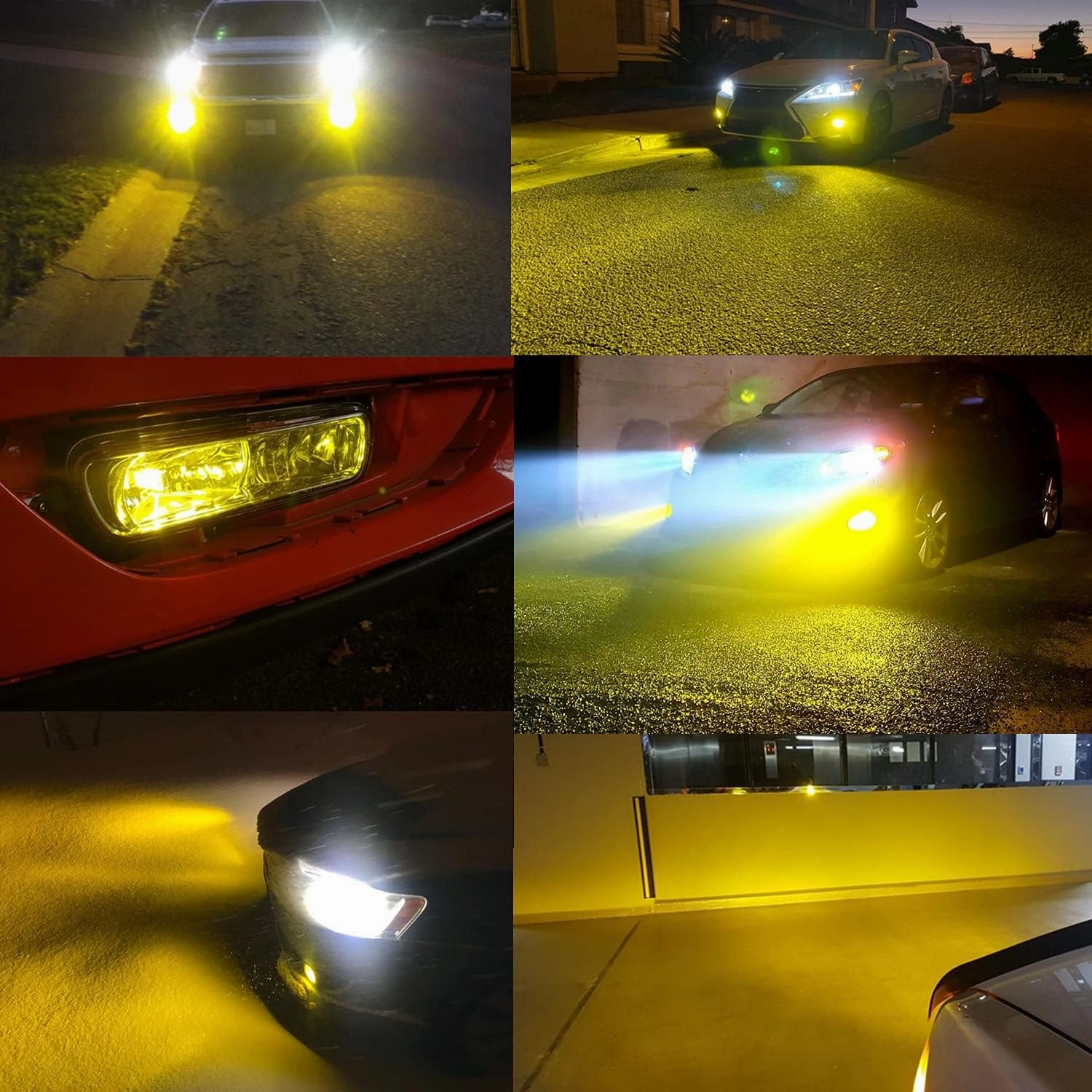 Alla Lighting 3800lm H8 H11 LED Bulbs H16, 3000k Gold Yellow Fog Lights High Illumination ETI 56-SMD Xtreme Super Bright Lamp Replacement