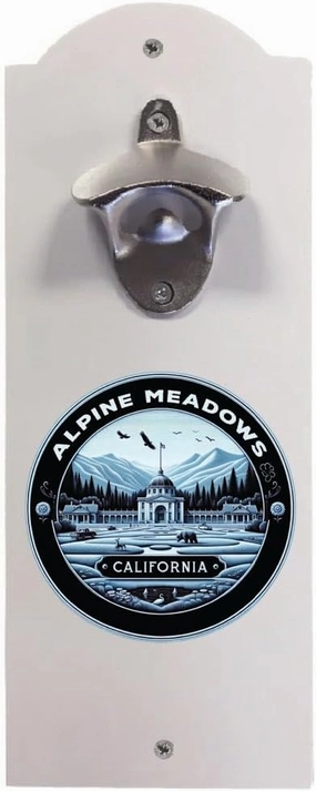 Alpine Meadows California Souvenir Destination Wall Mounted Bottle Opener White White