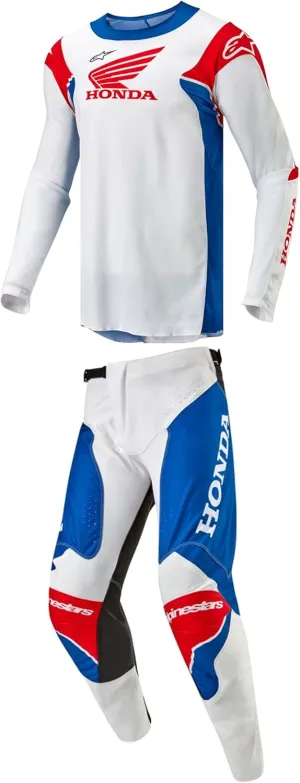 Alpinestars Racer Honda Iconic White/Bright Blue/Bright Red Moto Gear Set - Pant and Jersey Combo