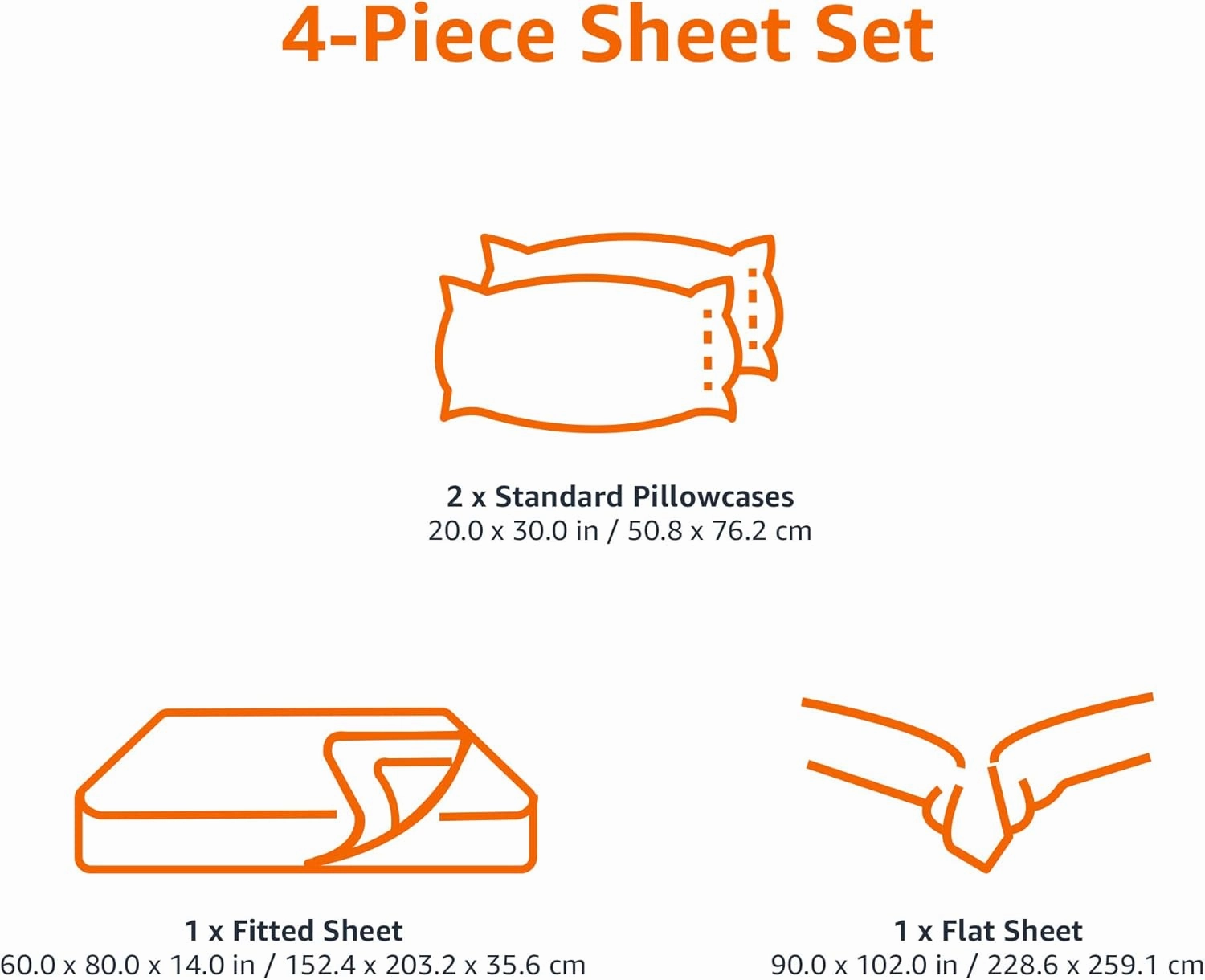 Amazon Basics 4 Piece Microfiber Lightweight Wrinkle-free Breathable Bed Sheet Set, Super Soft Easy Care, 14" Deep Pockets, Queen, Bright White, Solid
