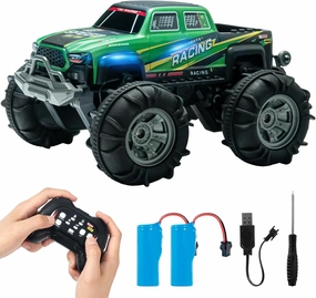 Amphibious Remote and Gesture Control Car Boat, 4WD All Terrain Off-Road Monster Truck, 2.4GHz 360° Rotating Fast RC Car with Colorful Light, Water Beach Pool Pickup Toy Gifts for Boy Adult