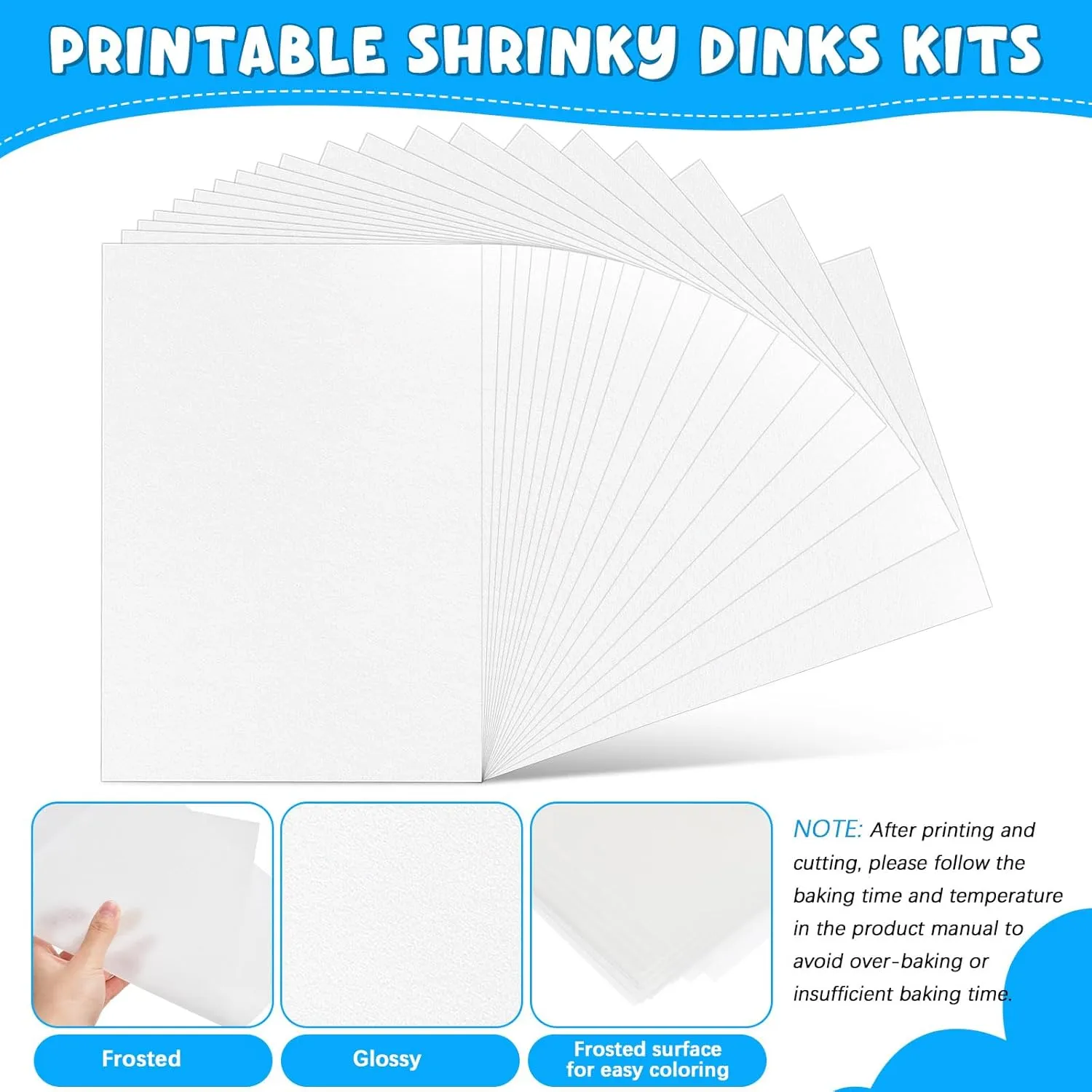 AOBOPLE Printable Shrinky Dink Sheets,213PCS Shrinky Dink Keychain Kit with 20 Printable Shrink Plastic Sheets 193PCS Keychain Accessories for Inkjet Printer Kids DIY Crafts