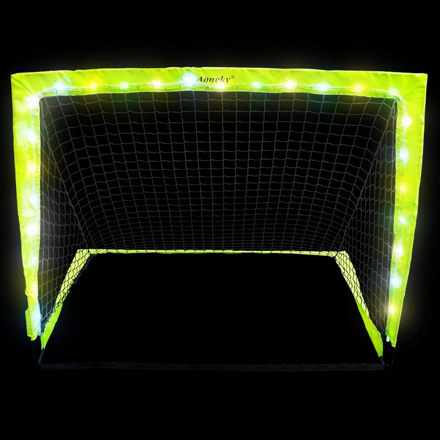 Aoneky 4x3ft LED Light Up Soccer Goal - Glow in The Dark Pop-up Soccer Net