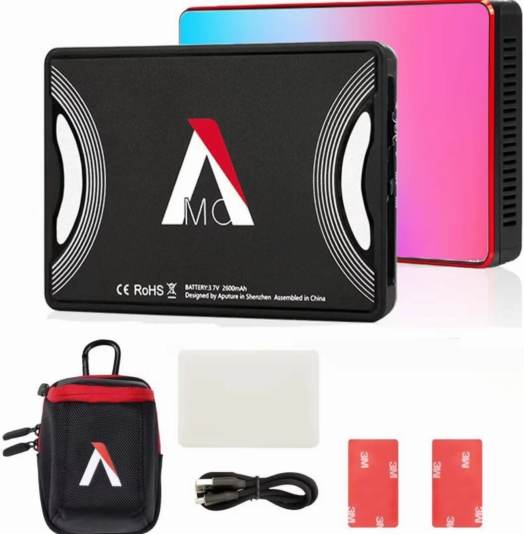 Aputure Amaran MC RGBWW LED On Camera Light Portable Photography Light TLCI/CRI 96  RGB 0-360 Full Color 3200-6500K Adjustable 0-100% Stepless Dimming with Magnet Adsorption Function,Wireless Charging