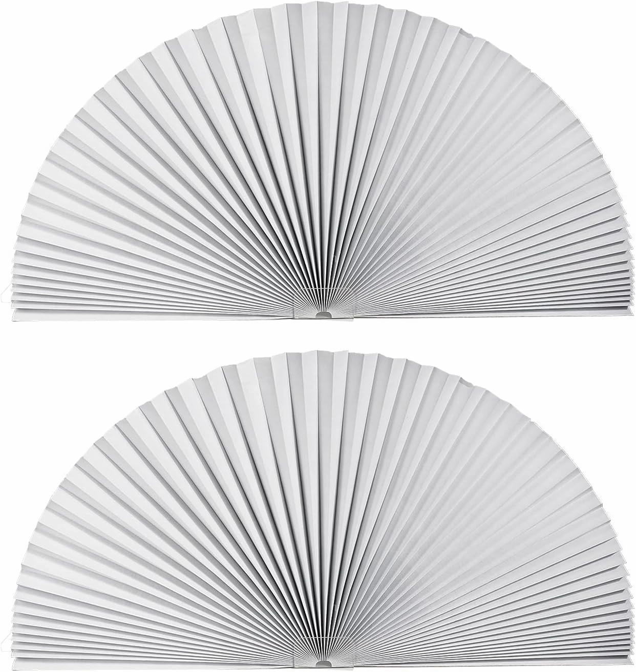 Arch Window Light Fully Blocking Pleated Shade Blinds for semi-Circle Arch Window, 2PCS Arch Light Filtering Pleated Fabric Shade, Easy to Cut and Install, 72” x 36”, White