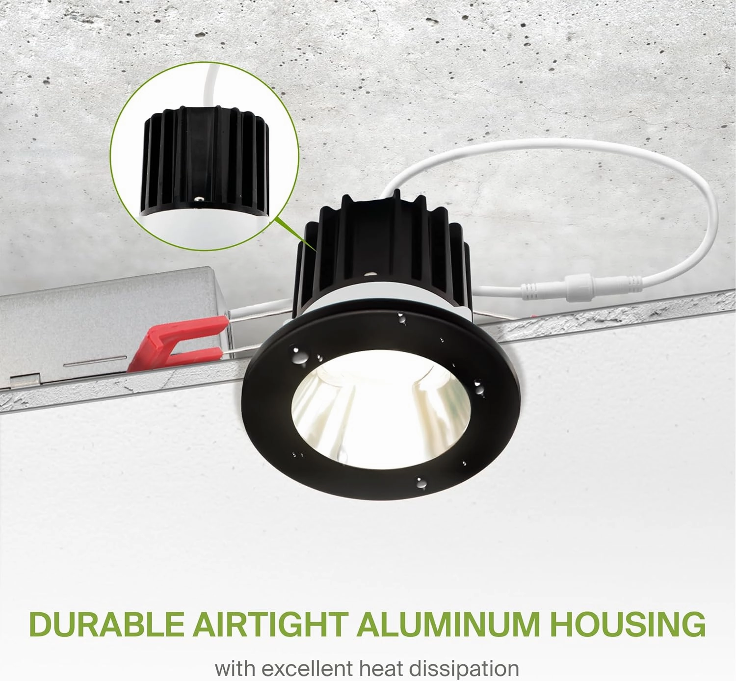 ASD 2 Inch LED Recessed Lighting with Junction Box, 8W 600 Lumens, Dimmable Anti-Glare Downlight, 2700K/3000K/3500K/4000K/5000K Selectable, CRI 90 , Round Black Trim, IC Rated, ETL, Energy Star