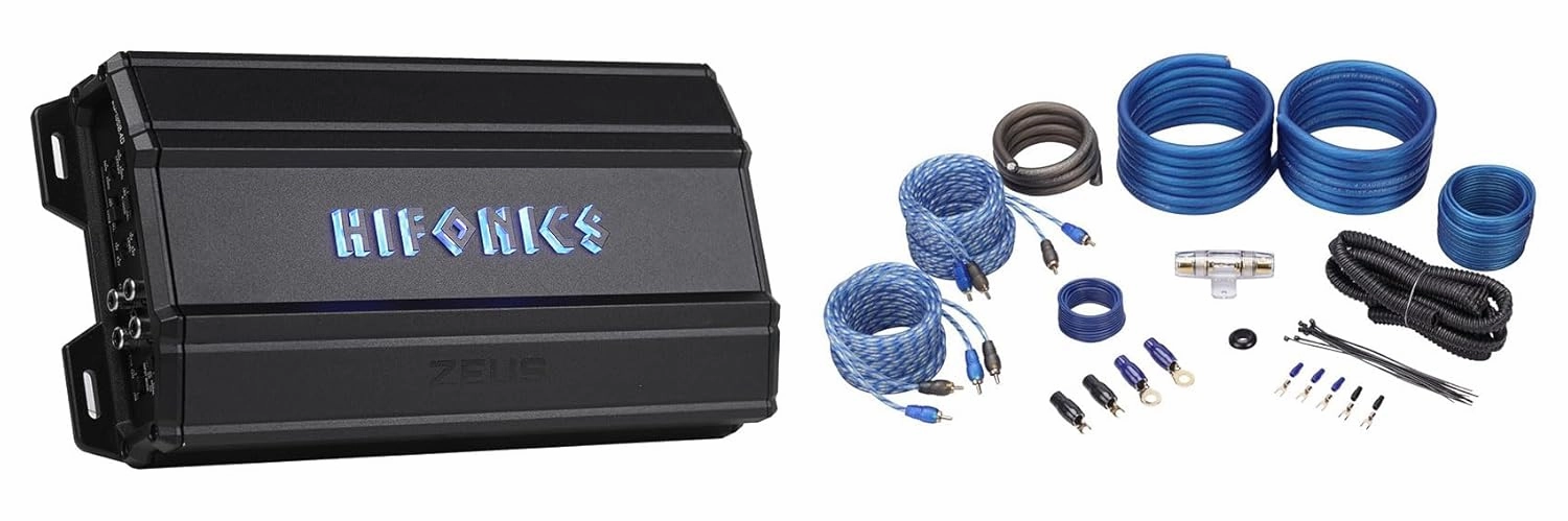 Audiosavings Bundle: (1) Hifonics ZD-1350.4D 4-Channel Amplifier Bundle with (1) Rockville RWK42 4 Gauge Wiring Kit (2 Items)