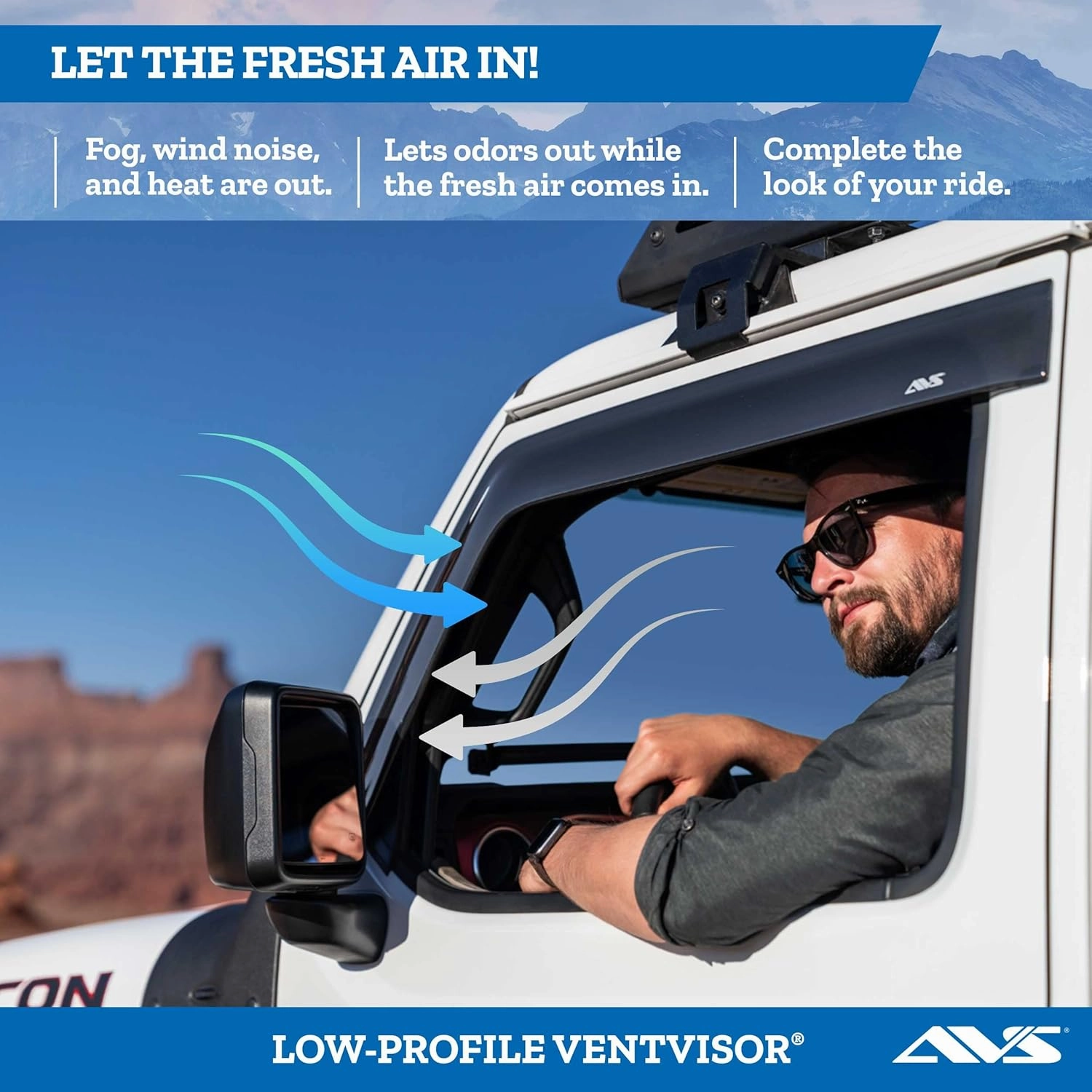 Auto Ventshade [AVS] Low Profile Rain Guards for 2013 - 2019 Ford Escape | Window Vent Visors, 4 pcs. - Dark Smoke | 894045