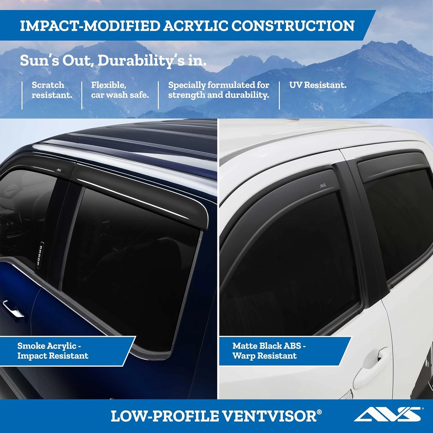 Auto Ventshade [AVS] Low Profile Rain Guards for 2013 - 2019 Ford Escape | Window Vent Visors, 4 pcs. - Dark Smoke | 894045