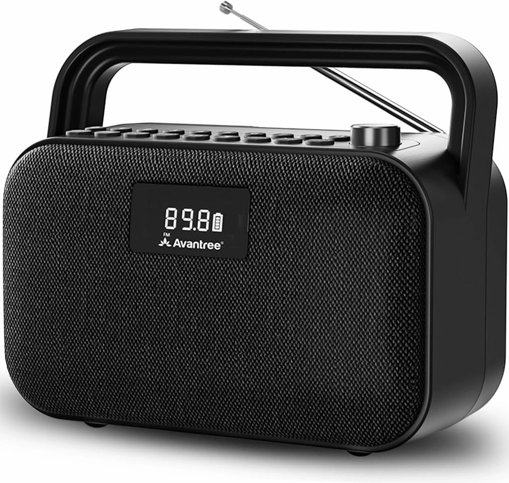 Avantree PowerByte - Portable FM Radio Digital with Powerful 30W Stereo Bluetooth Speakers & SD Card Player, 20hr Rechargeable Playtime, and Extended Range, Wireless & Wired Speaker & U Disk Player