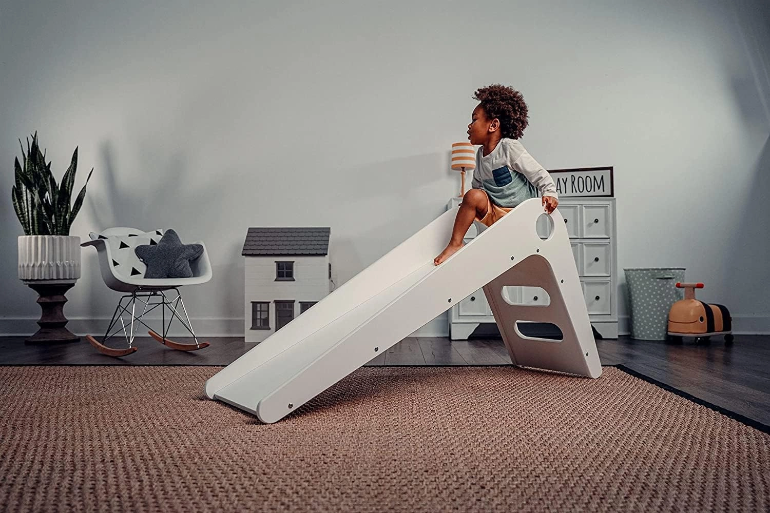 Avenlur Toddler Playground Wooden Indoor Slide for Kids - Transform Any Living Space Into The Perfect Playroom or Gym. Climbing Wood Slide for Babies, Toddlers, Children Ages 18mo - 4 Years (White)