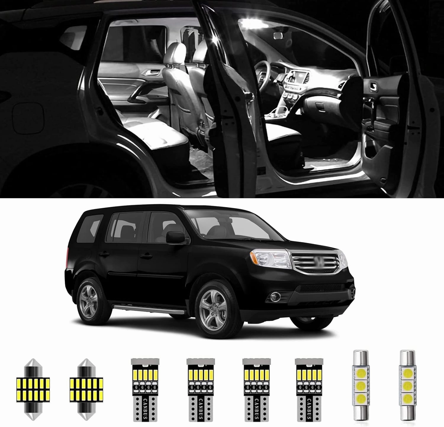 AWALITED 17pcs Pilot Interior LED Lights Kit Super Bright LED Map Dome Light Bulbs for 2009 2010 2011 2012 2013 2014 2015 Honda Pilot All Models