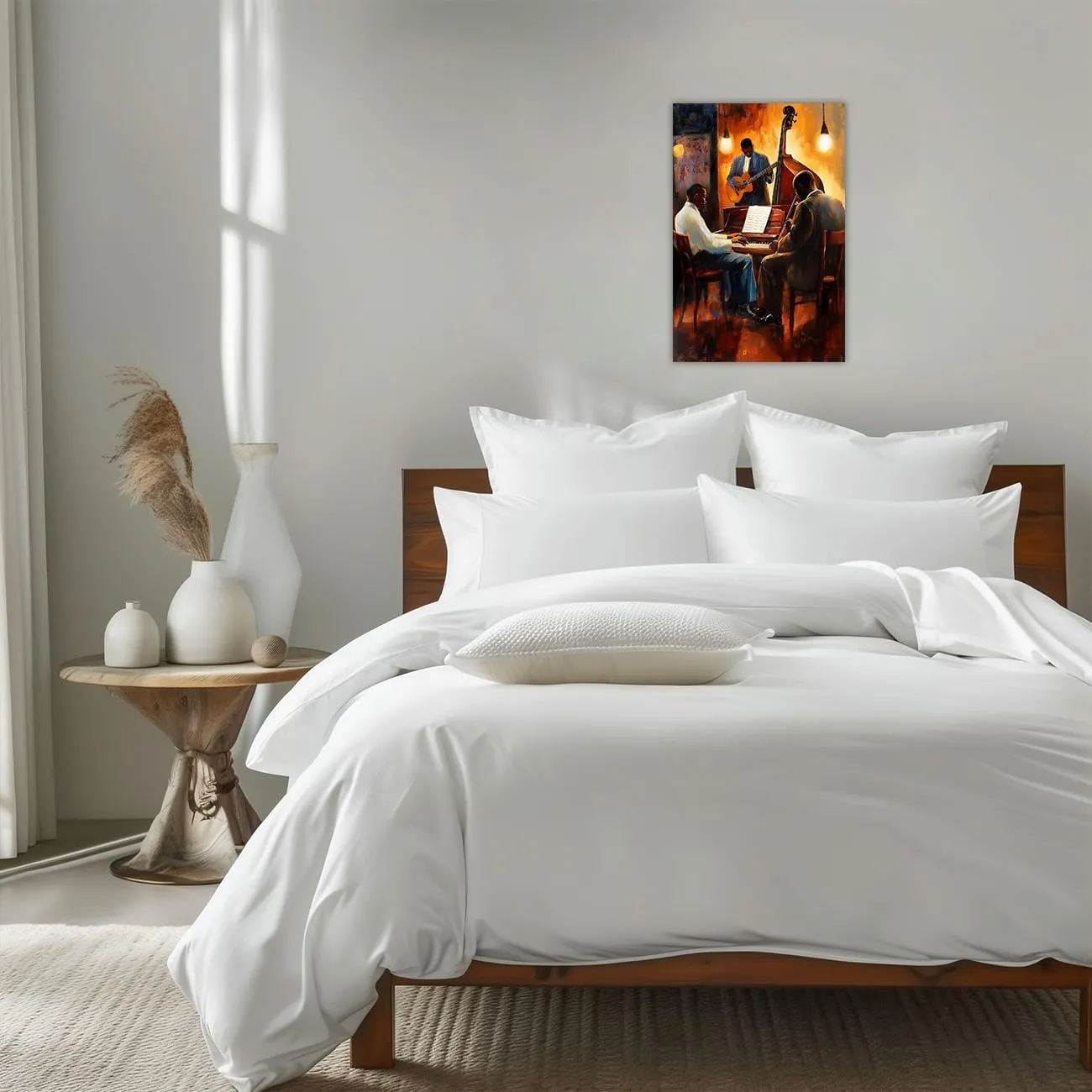 AWPANERAR Black Music Wall Art Black Jazz Canvas Prints African American Pictures Musical Instruments Poster Black Men Painting Men Room Decor Framed (Yellow, (18L x 12W))
