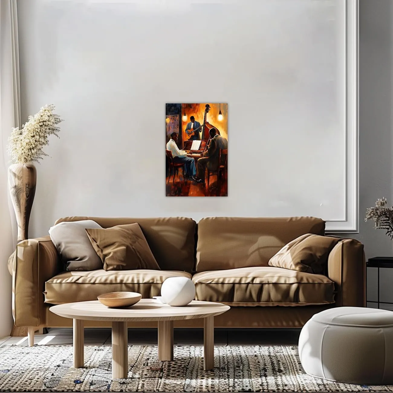 AWPANERAR Black Music Wall Art Black Jazz Canvas Prints African American Pictures Musical Instruments Poster Black Men Painting Men Room Decor Framed (Yellow, (18L x 12W))