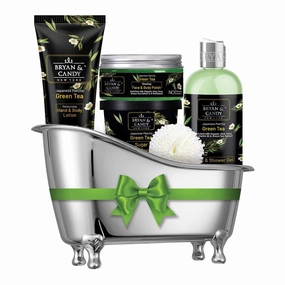 B;ry'an & C;andy Green Tea Bath Tub Gift Set for Women and Men |Complete Home Spa Experience (Shower Gel, Hand & Body Lotion, Sugar Scrub, Body Polish)| PH5.5 Skin-Friendly,100% Vegan ,Paraben Free