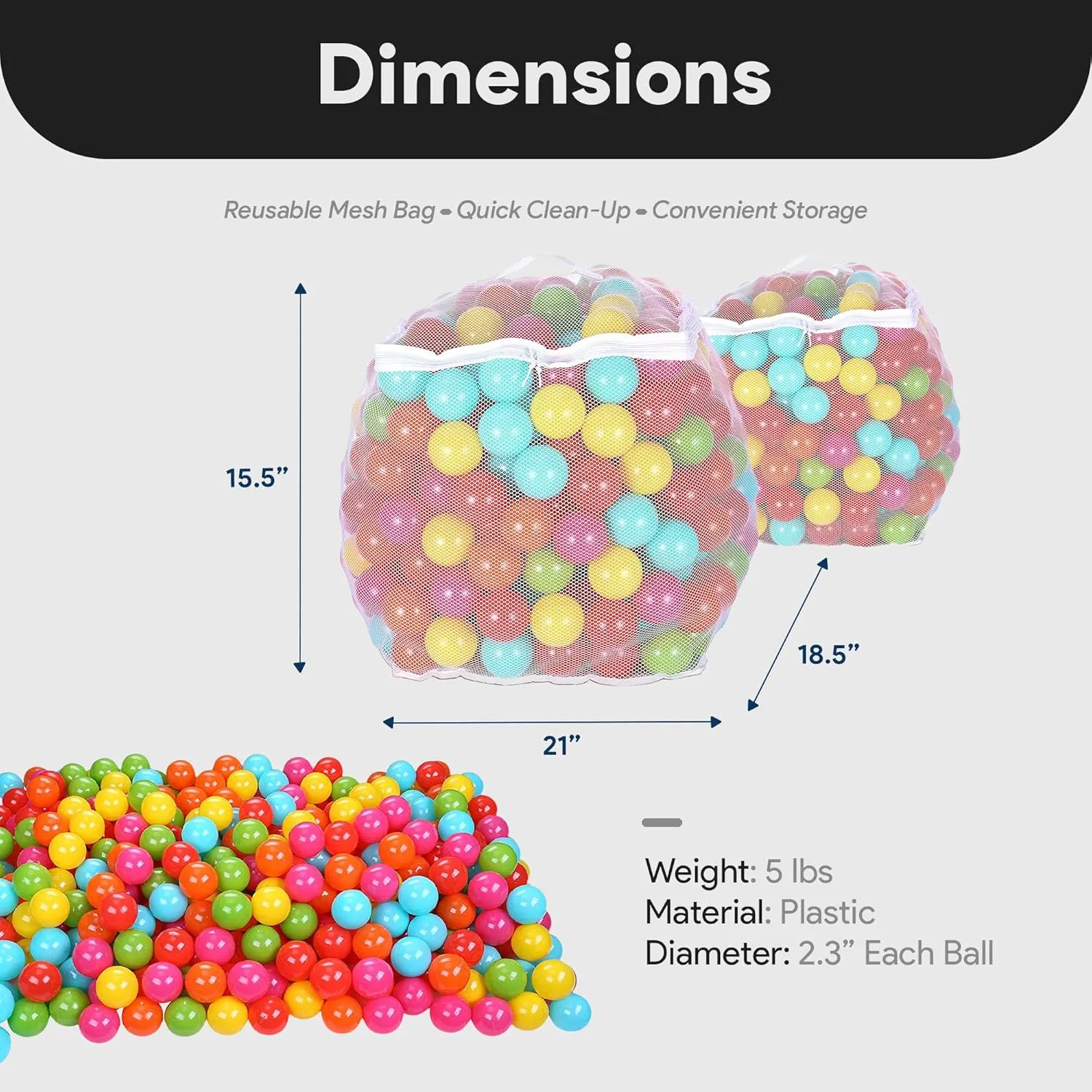 BalanceFrom Play Pit Balls, Kids Plastic Toy Balls for Playpen, Bounce House, or Pool