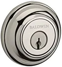 Baldwin Reserve Dctrd141 Double Cylinder Traditional Round Deadbolt Bright Nickel Finish
