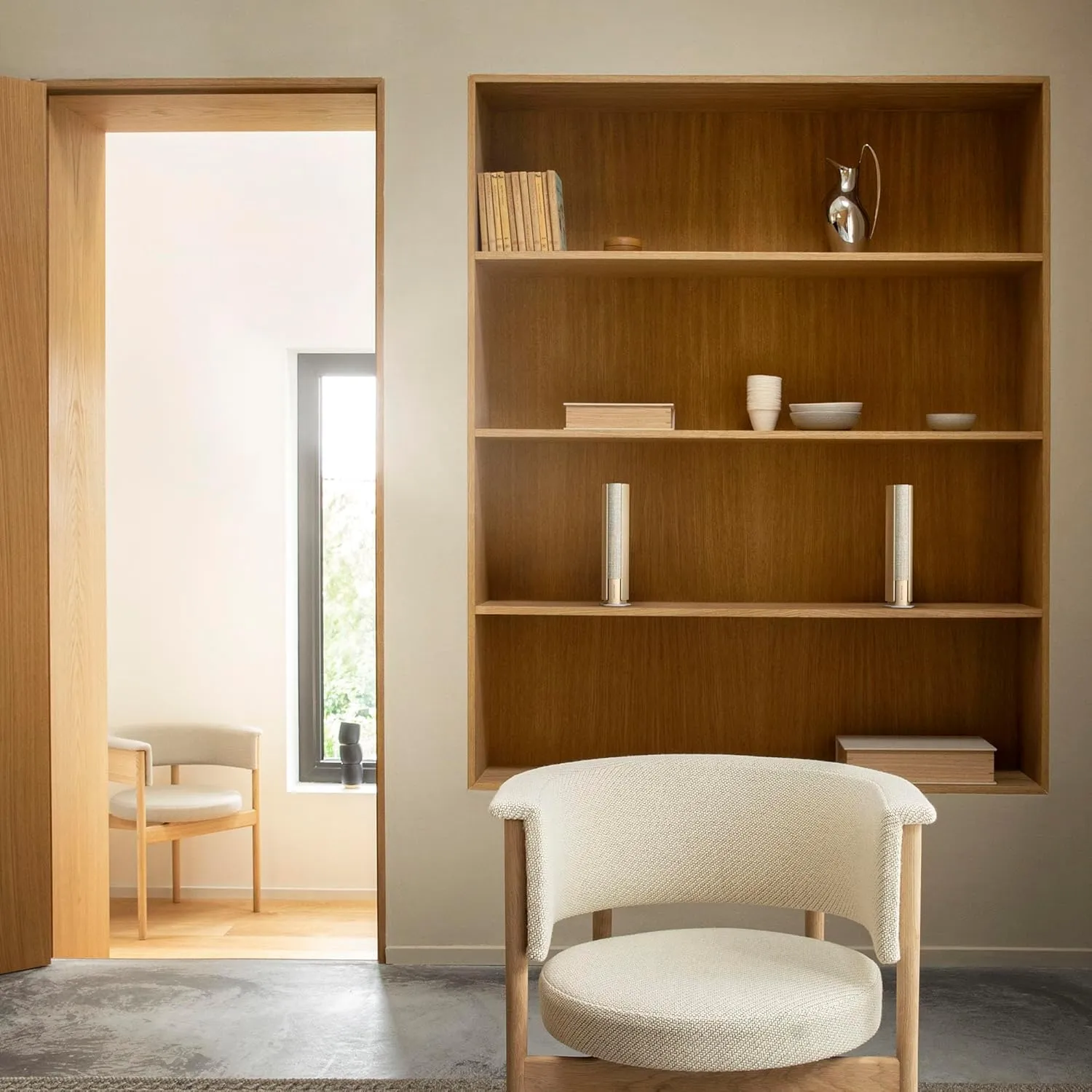 Bang & Olufsen Beosound Emerge Bookshelf Wi-Fi Speaker, Gold Tone/Light Oak